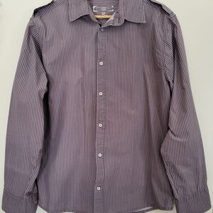 Men's Striped Shirt - Grey Large